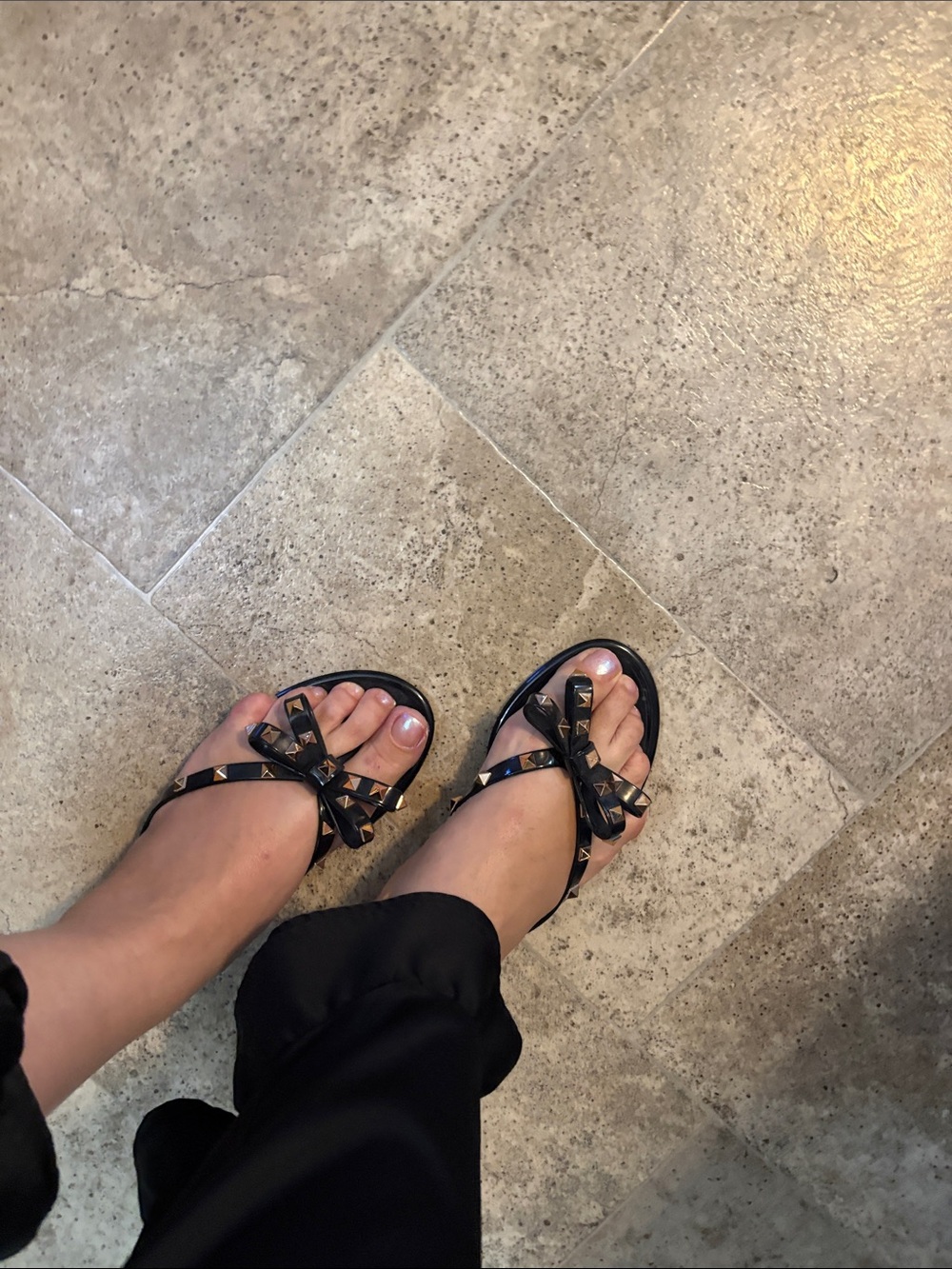 Mix It Black Studded Bow Sandals for Women